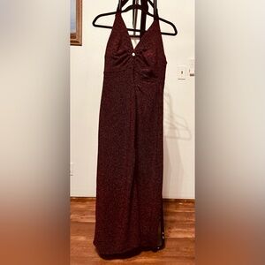 Sparkling Red Halter Dress